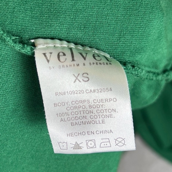 Anthropologie Dress Womens XS Velvet by Graham&Spencer Green Puff Sleeve Mini - Picture 7 of 7